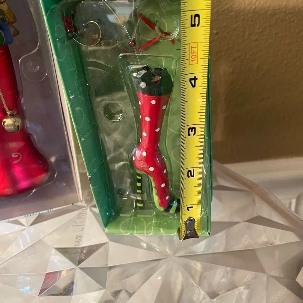 Department 56 Angel with Bells Ornament Plus Dept Glass Boot Ornament